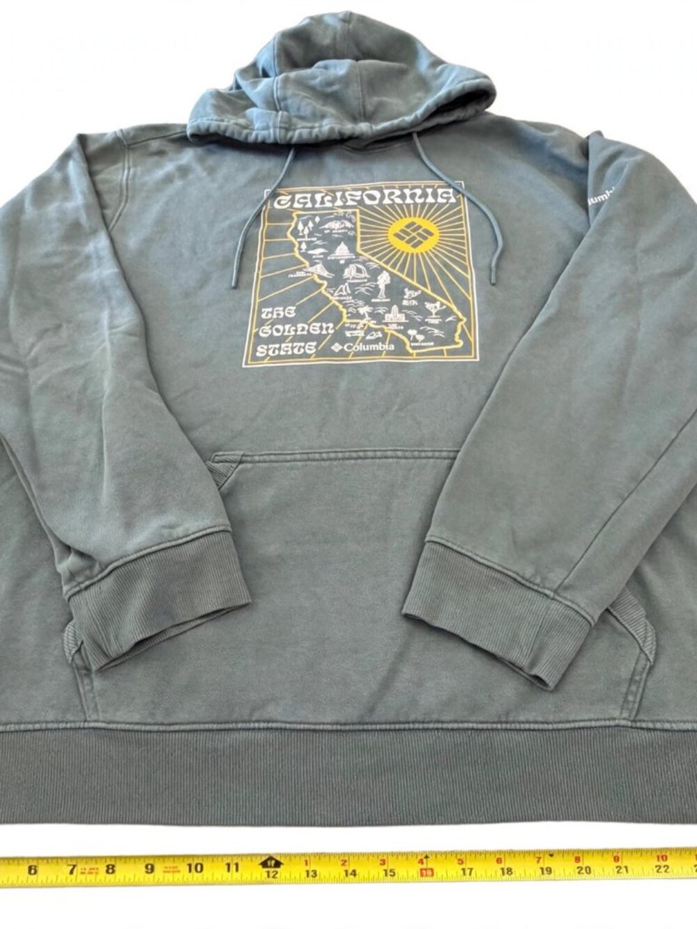 Columbia Hoodie Mens XXL California Golden State Graphic Sage Green